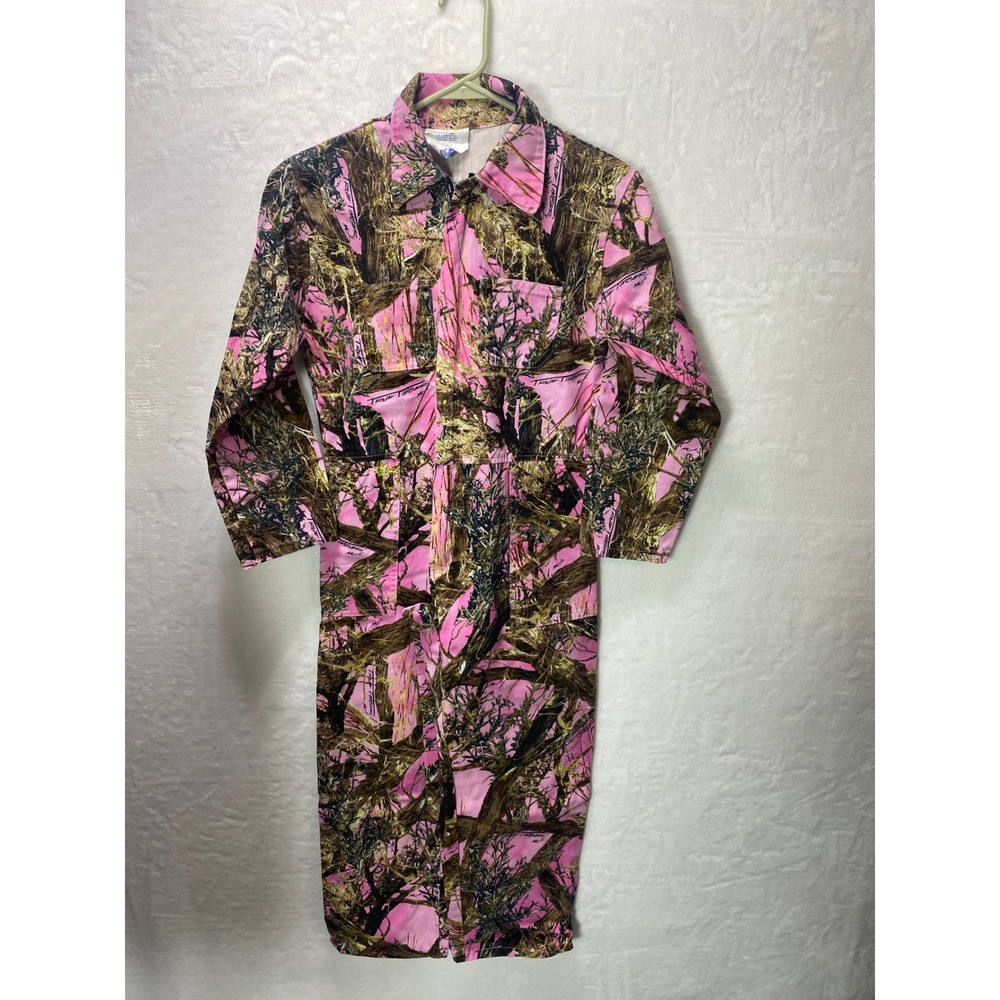 BIG AL Pink Camo Jumpsuit Coveralls‎ Teen Girls Sz 14 Hunting Female Camo